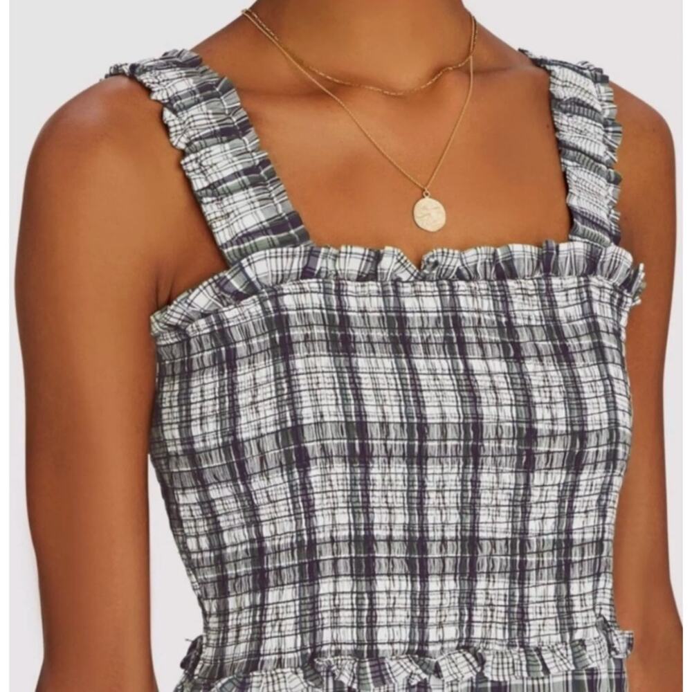 Veronica Beard Plaid Ziaga Midi Dress Sleeveless Tiered Ruched sz 8 - Picture 6 of 14